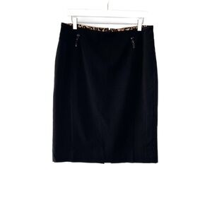 WHBM Skirt Animal Print Lining Back Slit Button Design